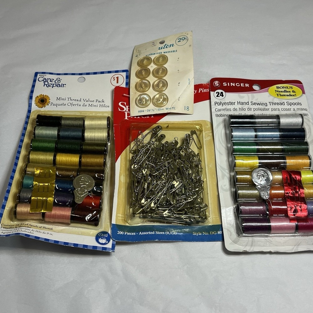 Sewing Lot Singer Hand Sewing Thread, Assorted Colors, 24‎ Pack, 0264 Vintage